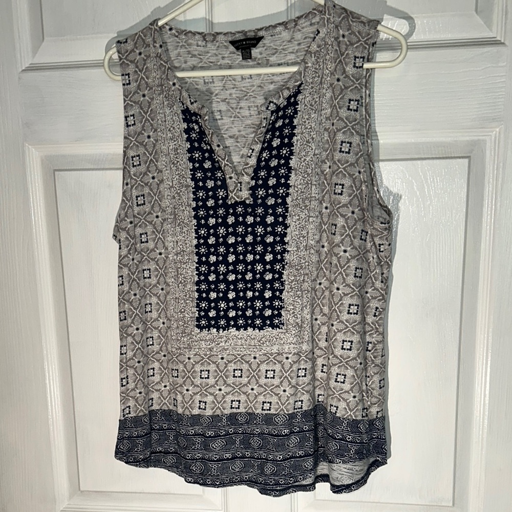 Lucky Brand Blue and White Sleeveless Blouse